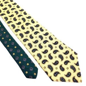 Tommy Hilfiger Textured‎ Silk Tie Yellow Short Wide Paisley